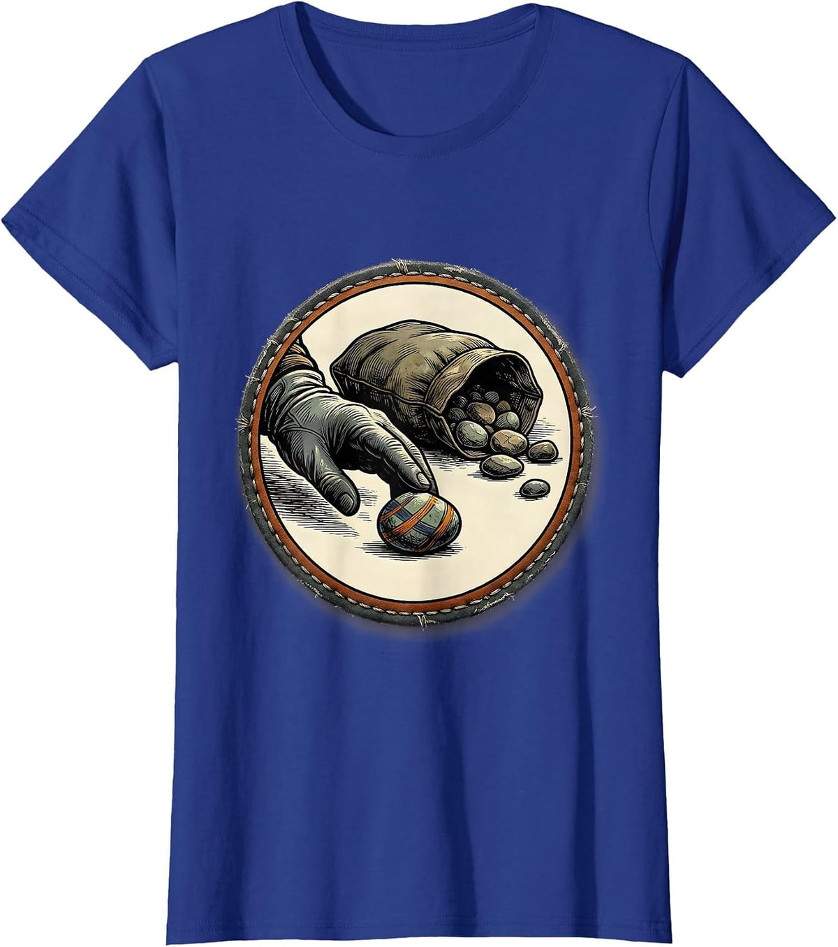Women's Sealed Badge Gloved Hand Rock Collector Geology Humor T-Shirt - Royal Blue