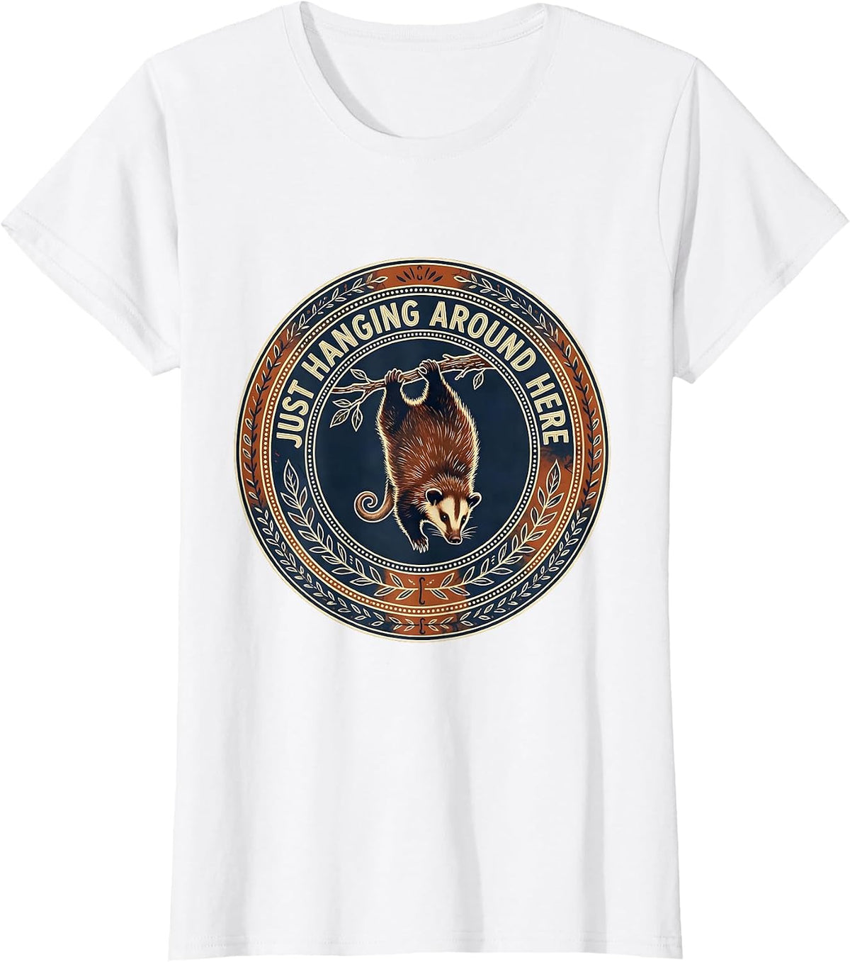 Just Hanging Around Funny Opossum Design T-Shirt - White
