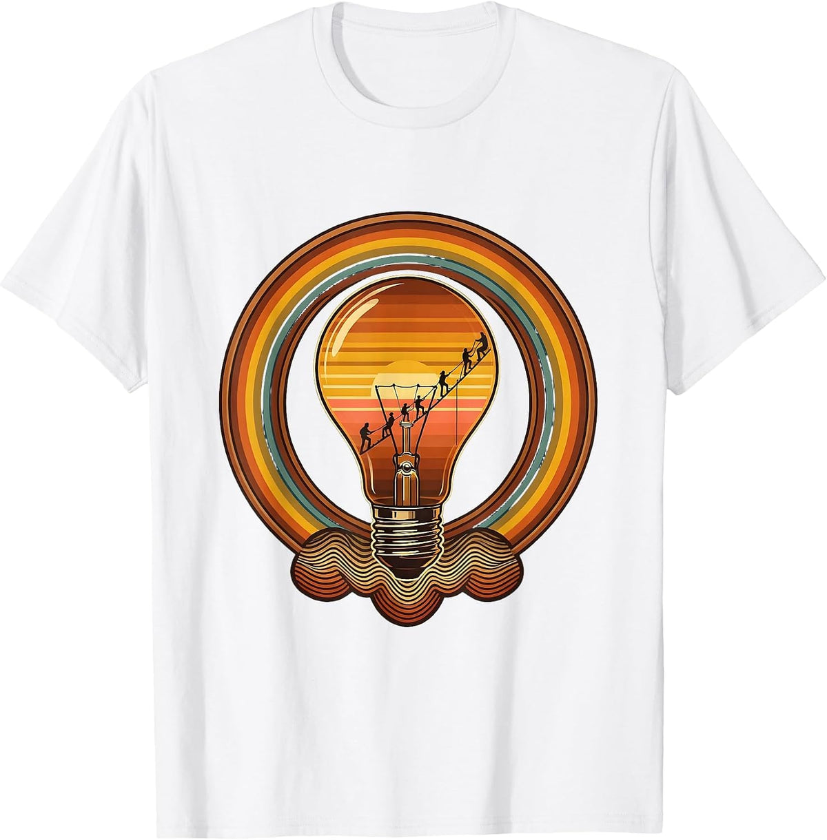 Back to School Lightbulb Climbing Students Tee T-Shirt - White