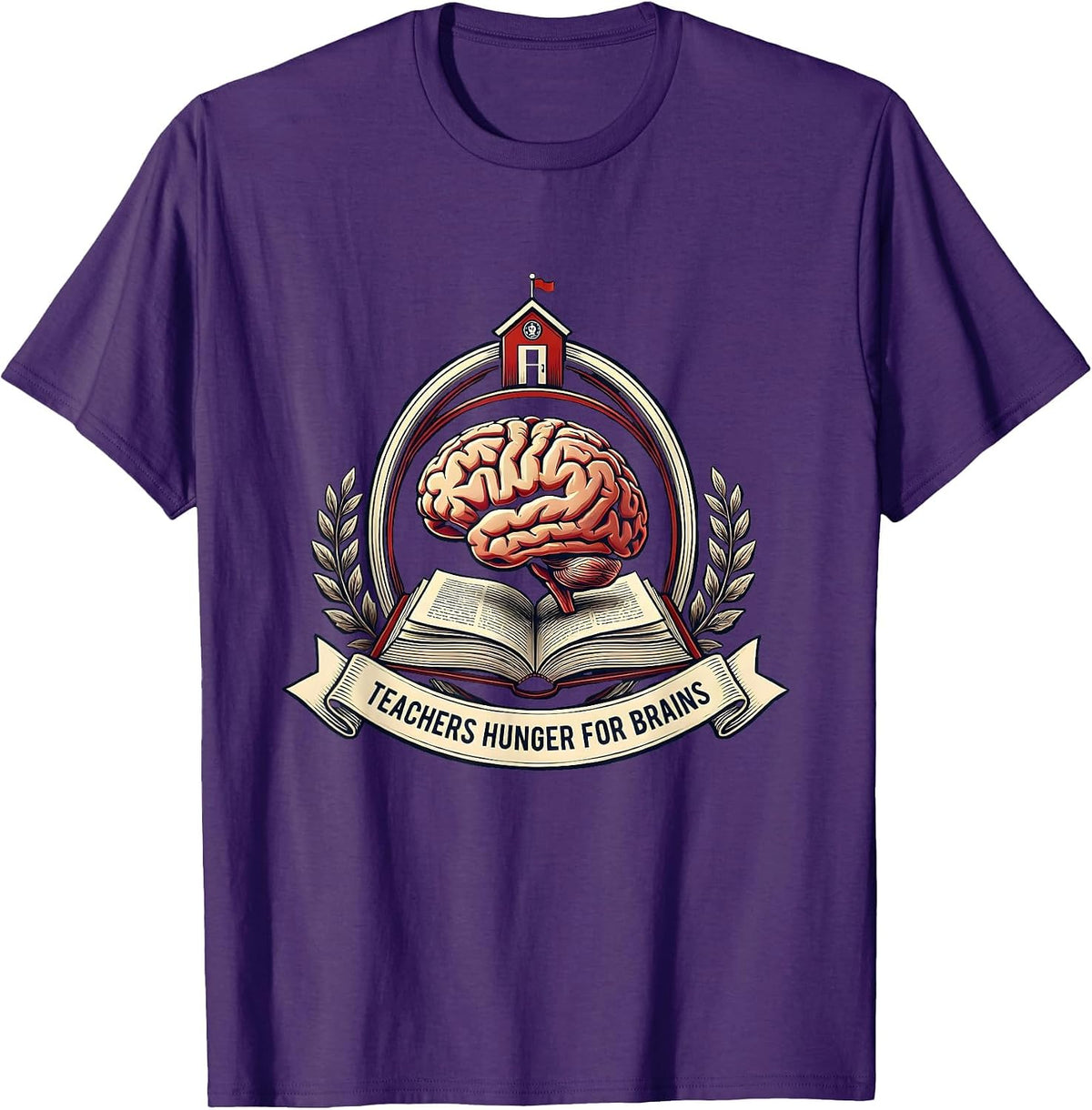 Men's Teachers Hunger For Brains Funny Zombie Teacher Halloween T-Shirt - Purple