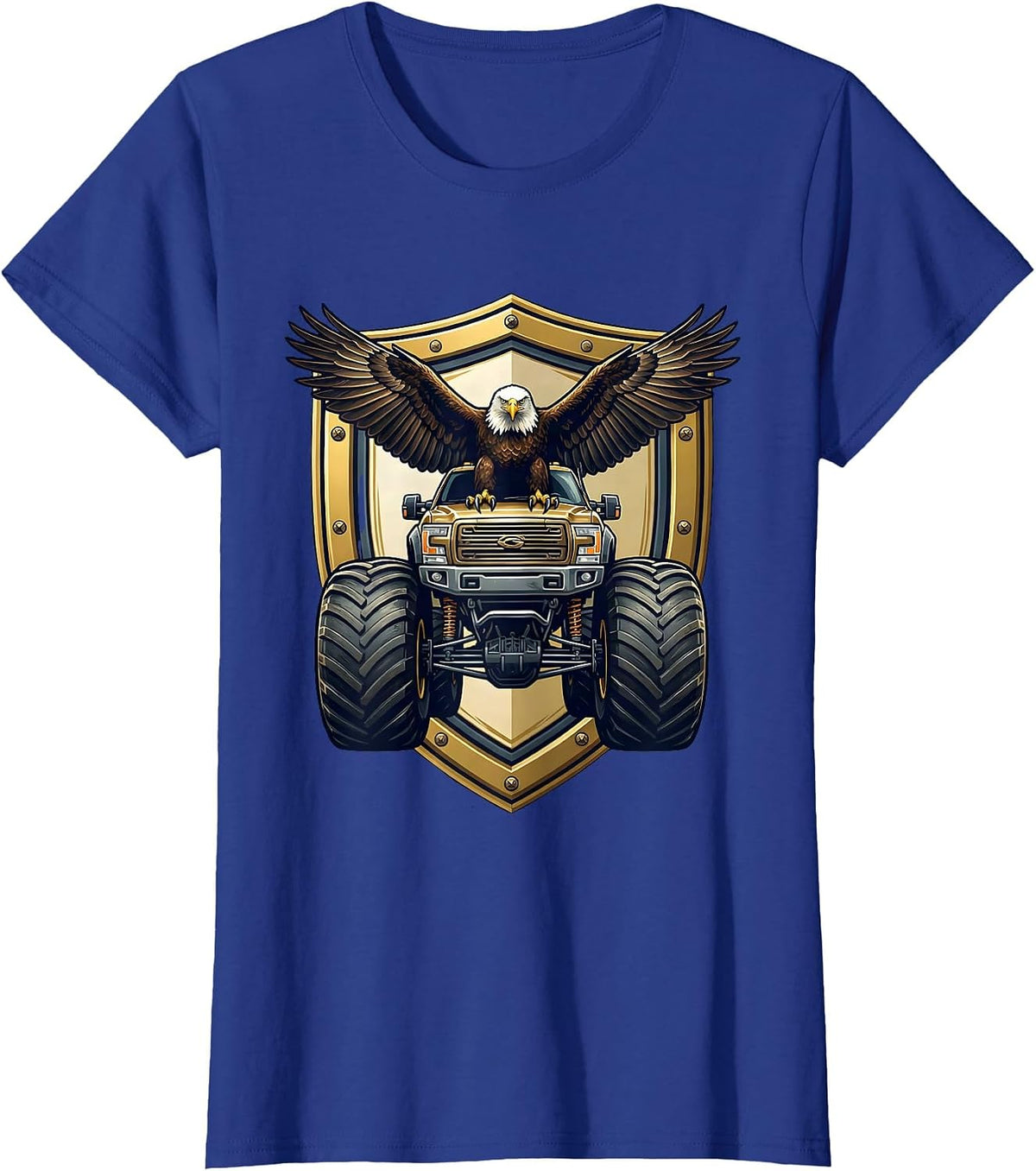 Women's Eagle on Monster Truck Hood Graphic T-Shirt - Royal Blue