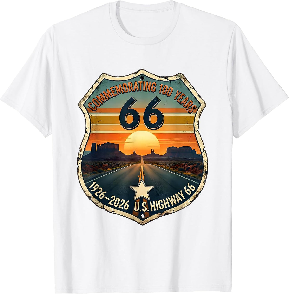 Men's Commemorating 100 Years — U.S. Highway 66 — 1926-2026 T-Shirt - White