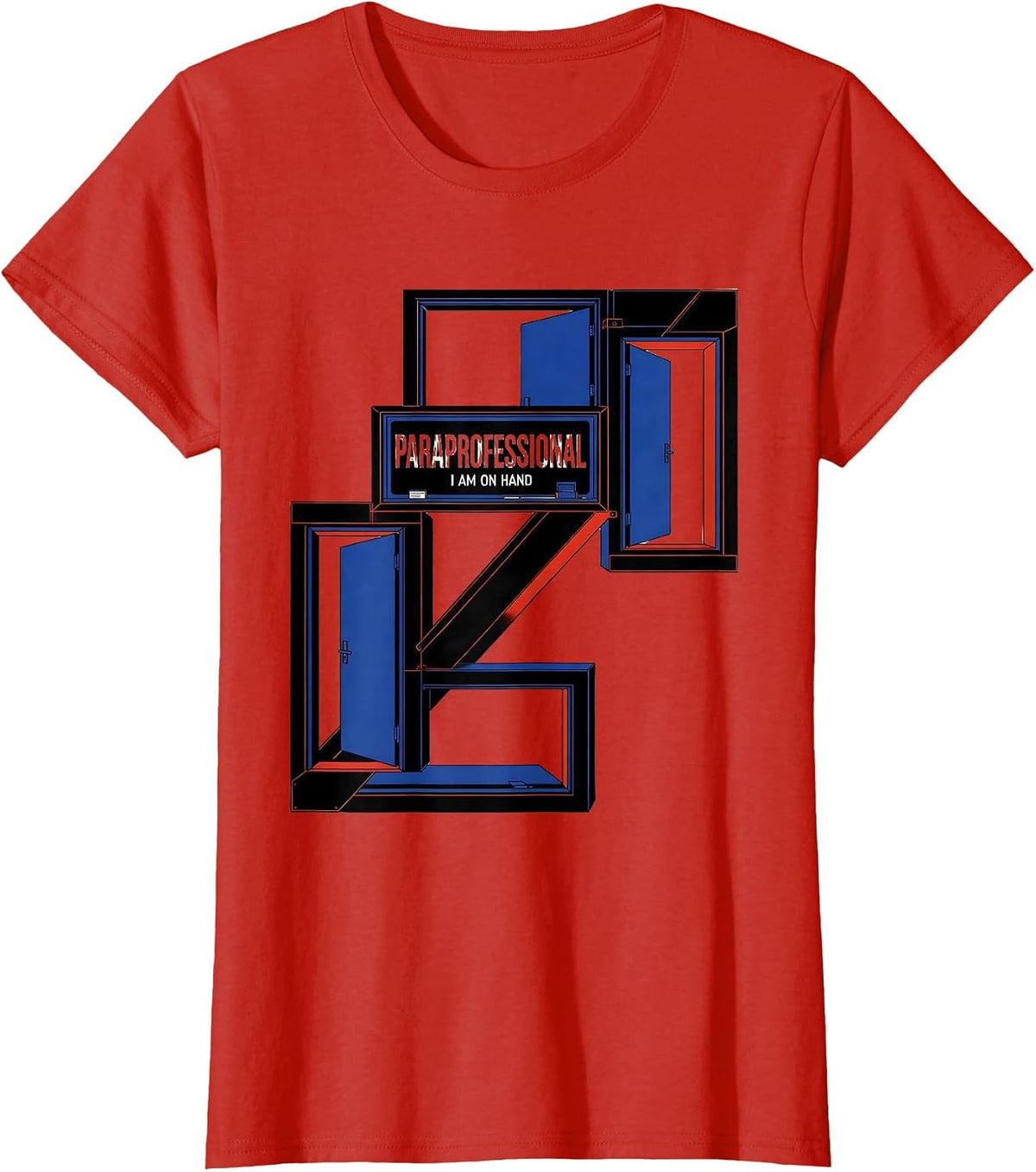 Paraprofessional I Am On Hand Geometric School Staff T-Shirt - Red