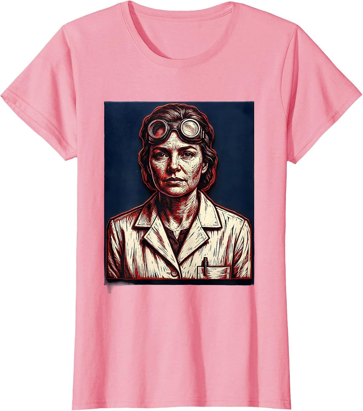 Labor Day Lab Coat Scientist Illustration T-Shirt, Women, Pink, Large - As Pictured