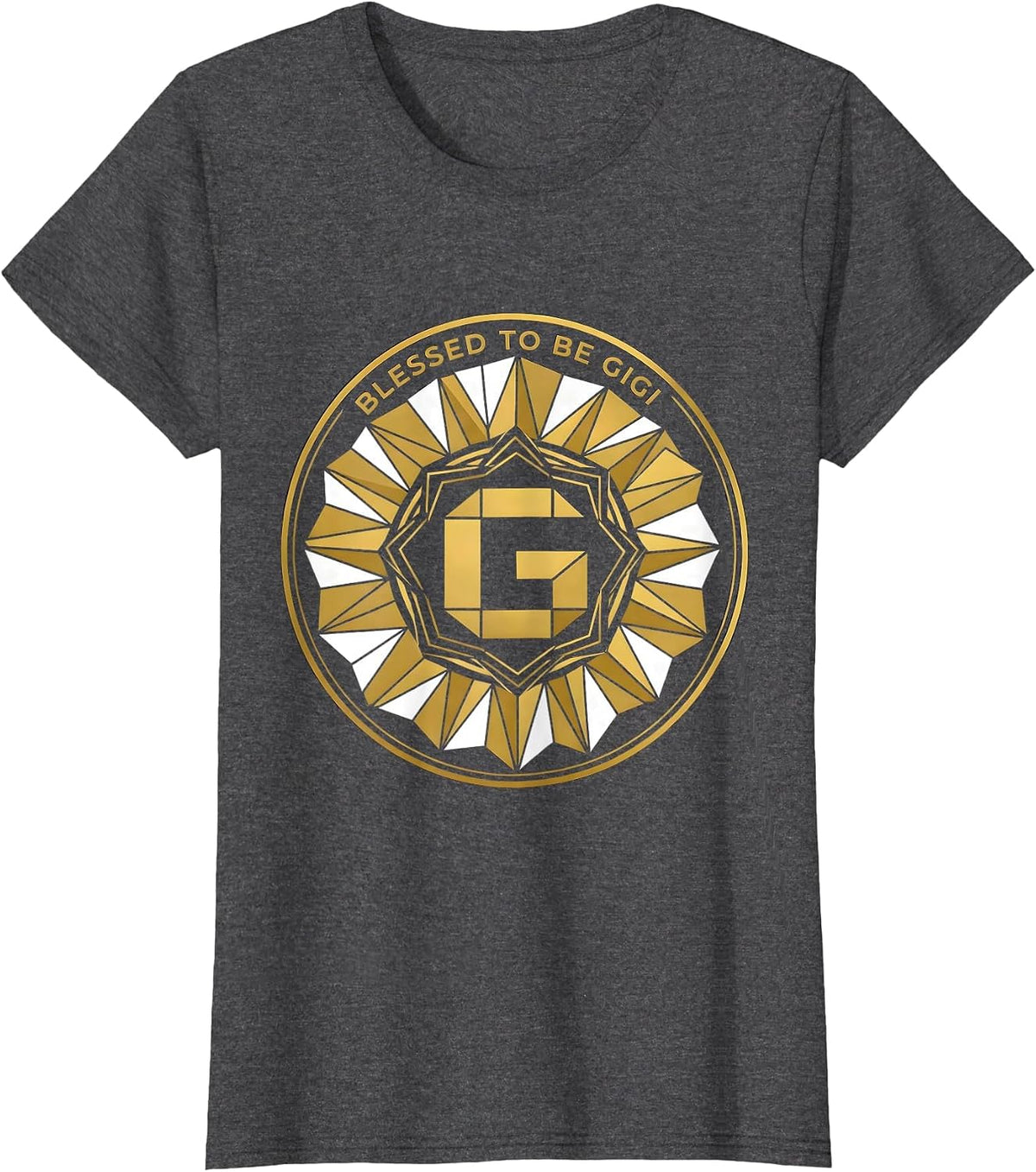 Women's Blessed to be Gigi Grandma Gift Design T-Shirt - Dark Heather Grey