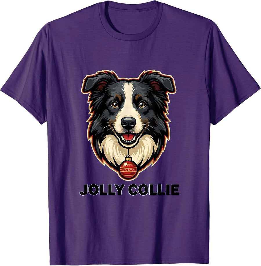 Men's Jolly Collie Funny Christmas Dog Lover Breed Humor T-Shirt - Purple
