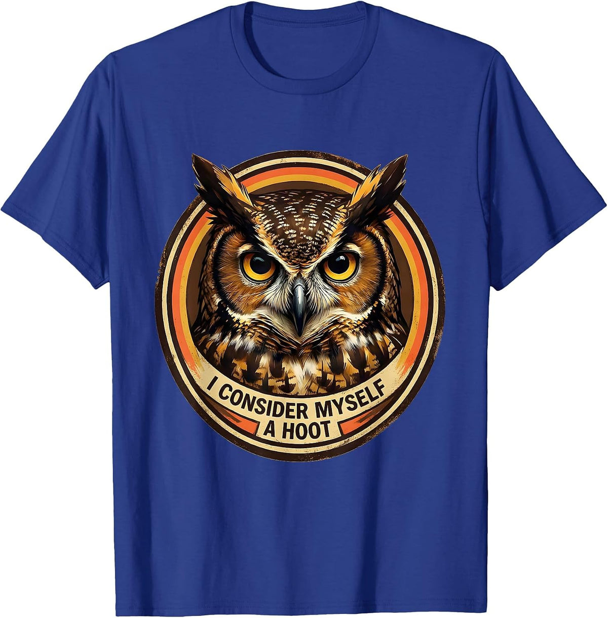 Men's I Consider Myself A Hoot Vintage Owl Bird Lover Humor T-Shirt - Royal Blue