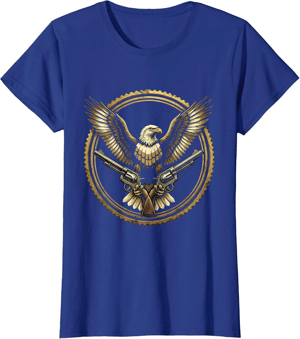 Women's Eagle Crossed Revolvers Western Graphic T-Shirt - Royal Blue