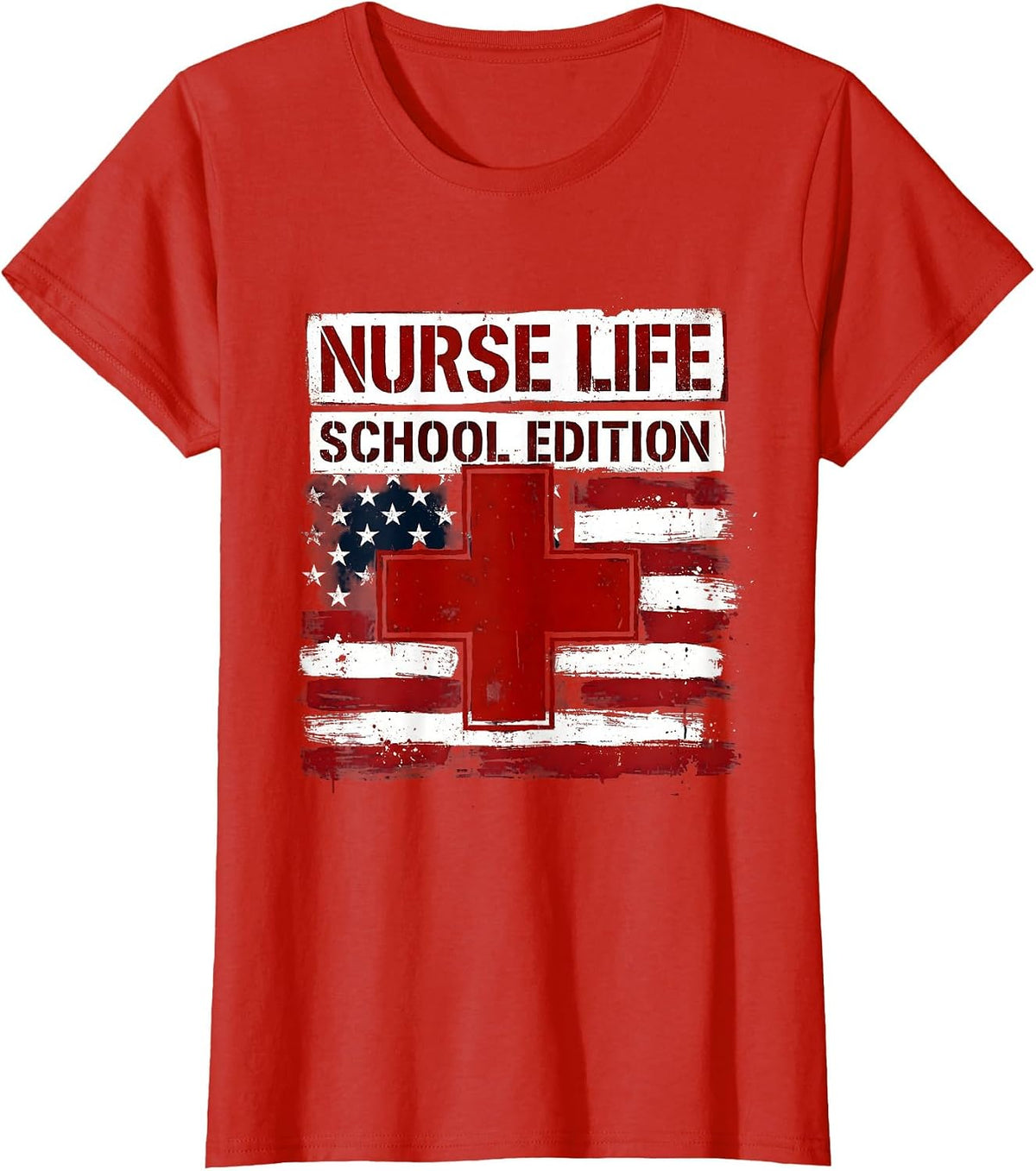 Nurse Life School Edition School Nurse Design T-Shirt - Red
