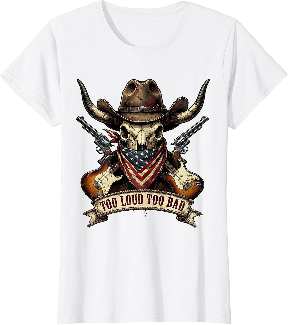 Too Loud Too Bad Heavy Metal Graphic Design T-Shirt - White
