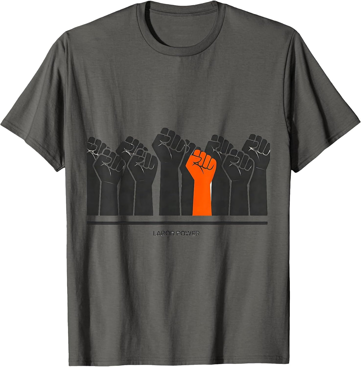 Men's Labor Power Minimalist Union Worker Solidarity Pride T-Shirt - Asphalt Grey