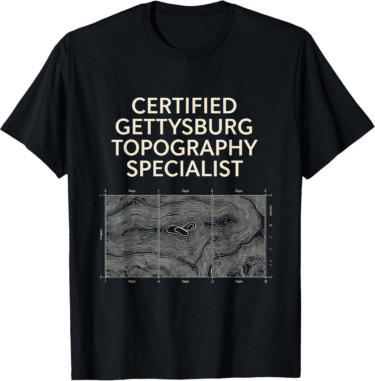Men's Certified Gettysburg Topography Specialist History Teacher T-Shirt - Black
