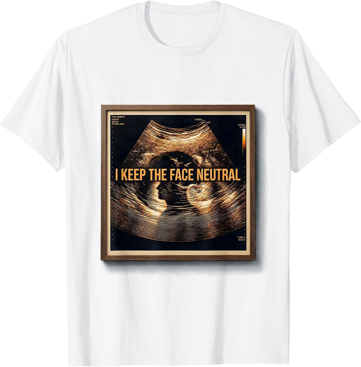 Men's I Keep The Face Neutral Generative Plotter Mammography Tech T-Shirt - White