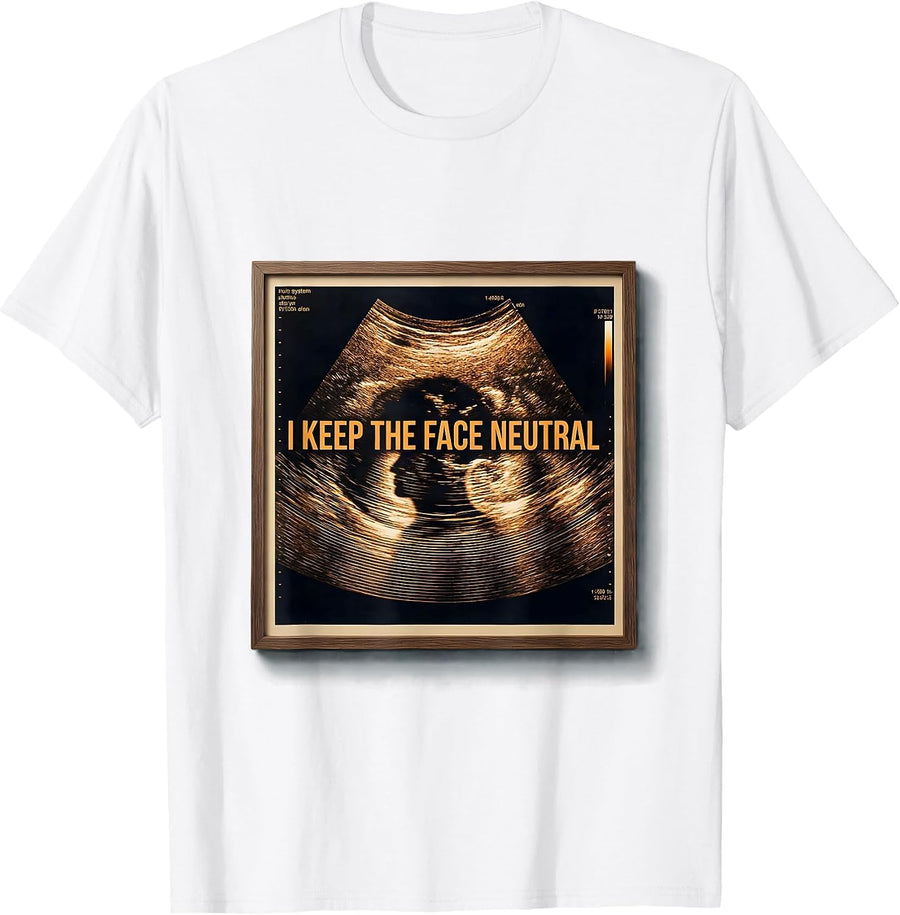 Men's I Keep The Face Neutral Generative Plotter Mammography Tech T-Shirt - White