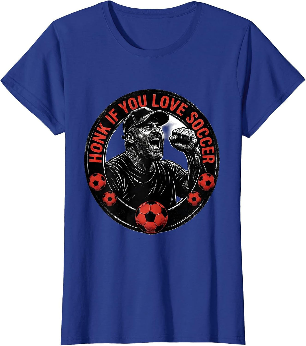 Women's Honk If You Love Soccer Dad Graphic Design T-Shirt - Royal Blue