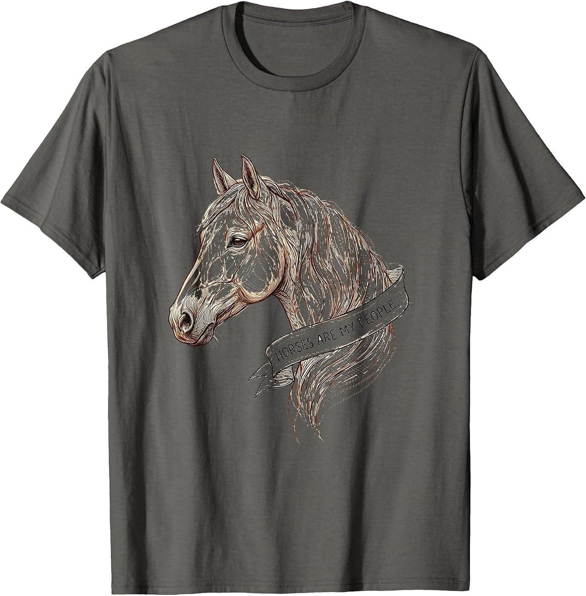 Horses Are My People Equestrian Design T-Shirt - Asphalt Grey