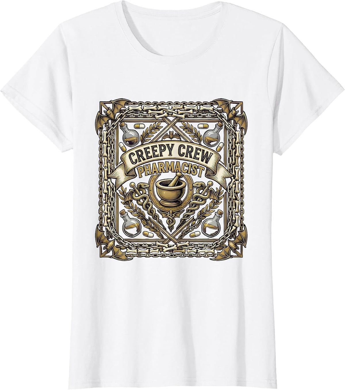 Boo Crew Pharmacist Halloween Design T-Shirt - White
