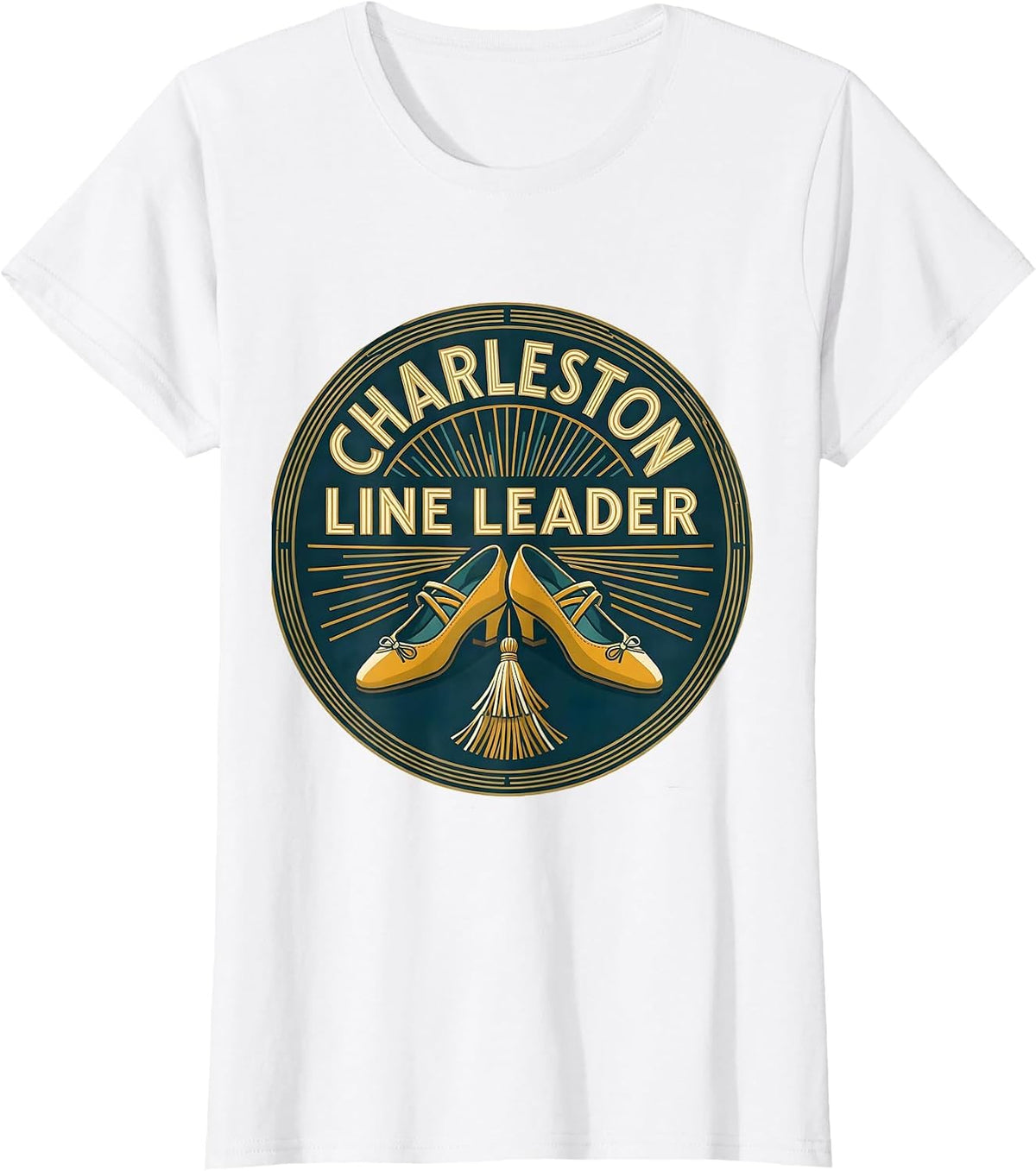 Charleston Line Leader Roaring 20s Party Costume Flapper T-Shirt - White