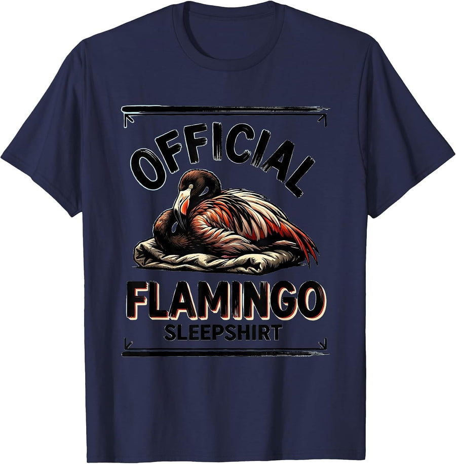 Official Flamingo Sleepshirt Cute Animal Lover Novelty T-Shirt - Navy Blue
