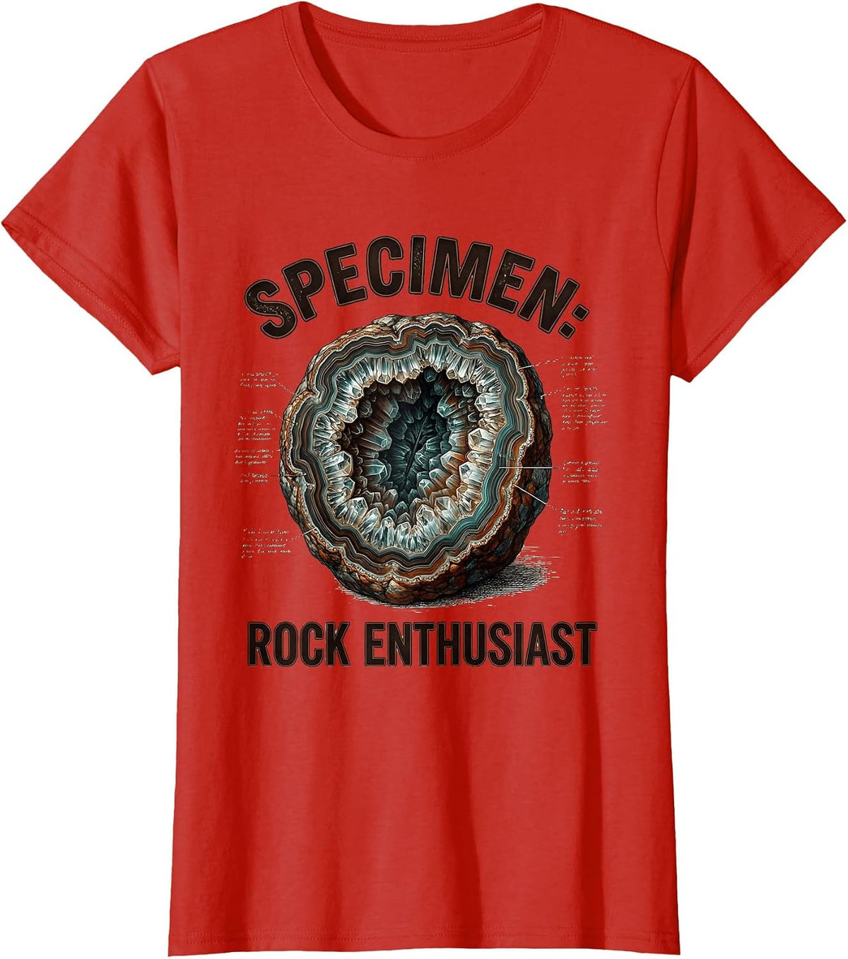 Specimen: Rock Enthusiast Botanical Geode Design T-Shirt - Red