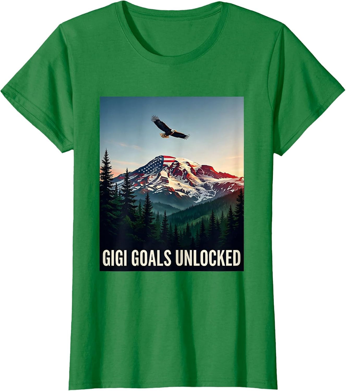 Women's Gigi Goals Unlocked Grandma Design T-Shirt - Kelly Green