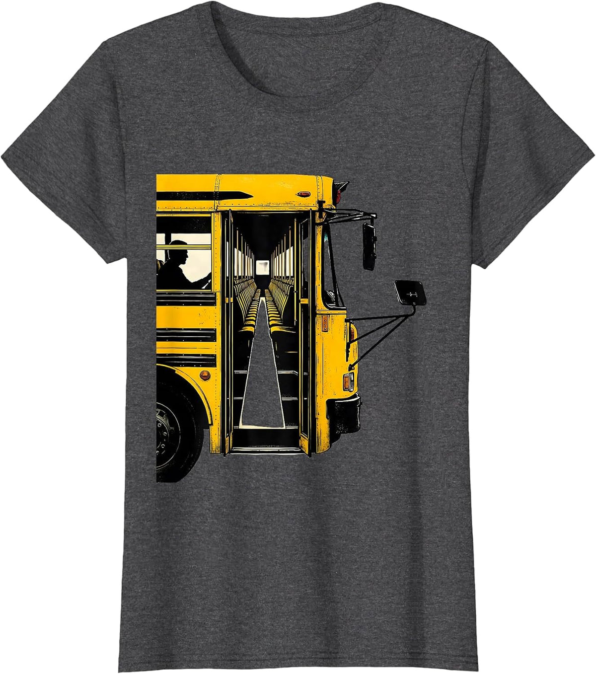 Women's School Bus Driver Appreciation Stencil Graphic Humor T-Shirt - Dark Heather Grey