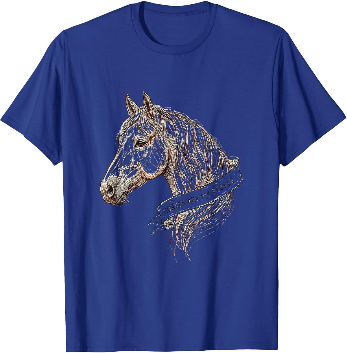 Horses Are My People Equestrian Design T-Shirt - Royal Blue