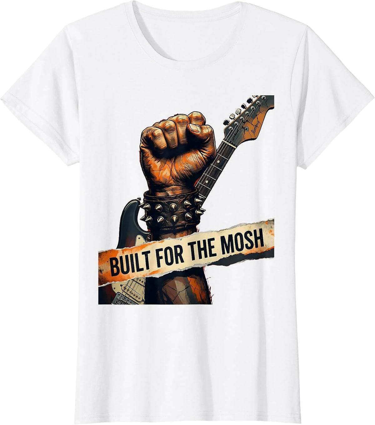 Built for the Mosh 80s Rock Band Design T-Shirt - White