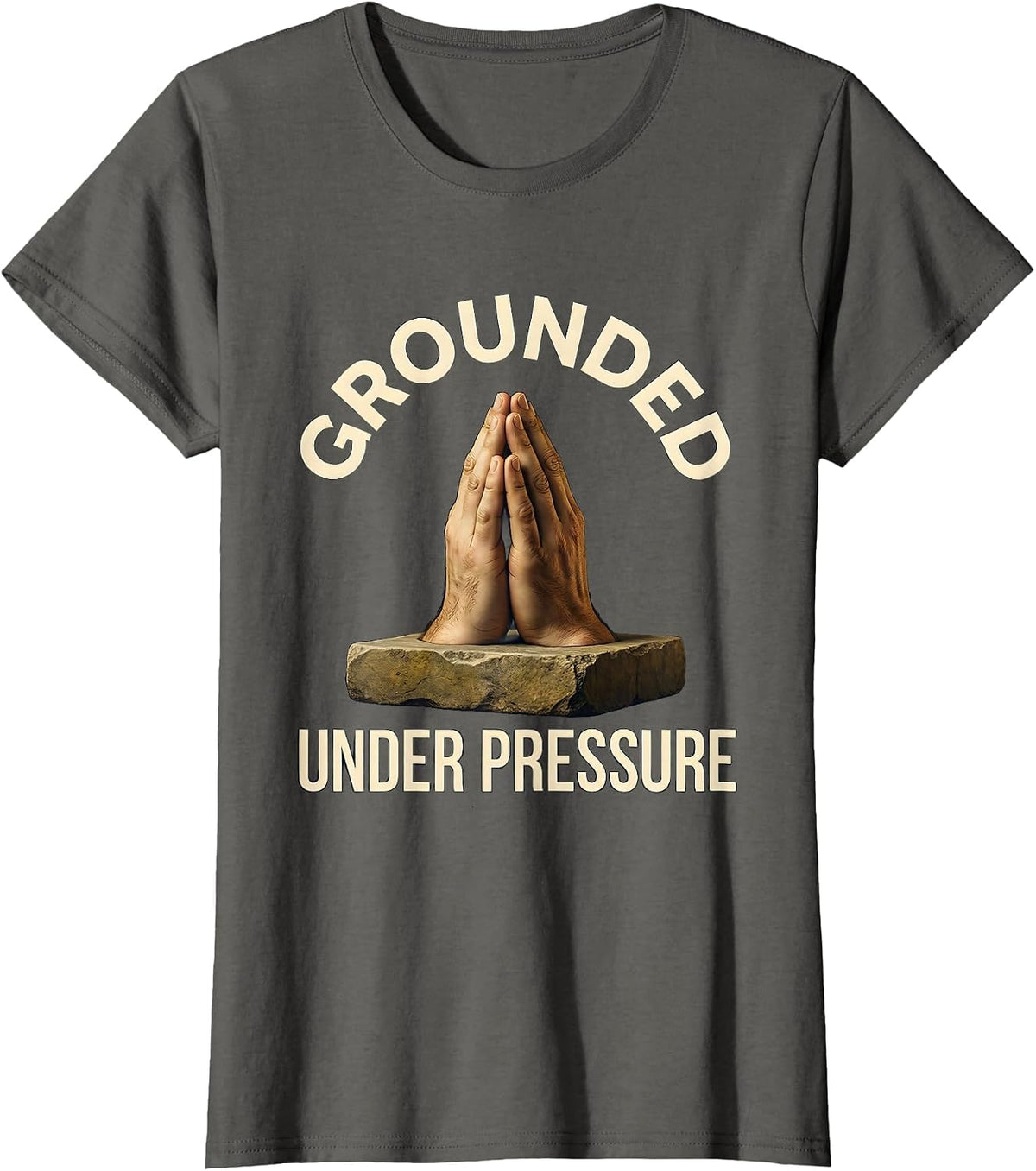 Women's Grounded Under Pressure Anxiety Awareness Design T-Shirt - Asphalt Grey
