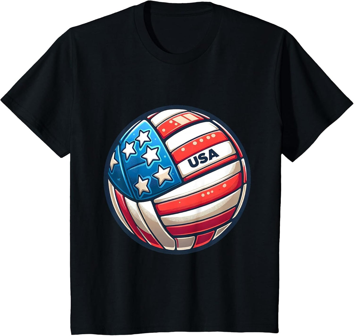 Volleyball Support Team Flag USA Beach American T-Shirt - Black