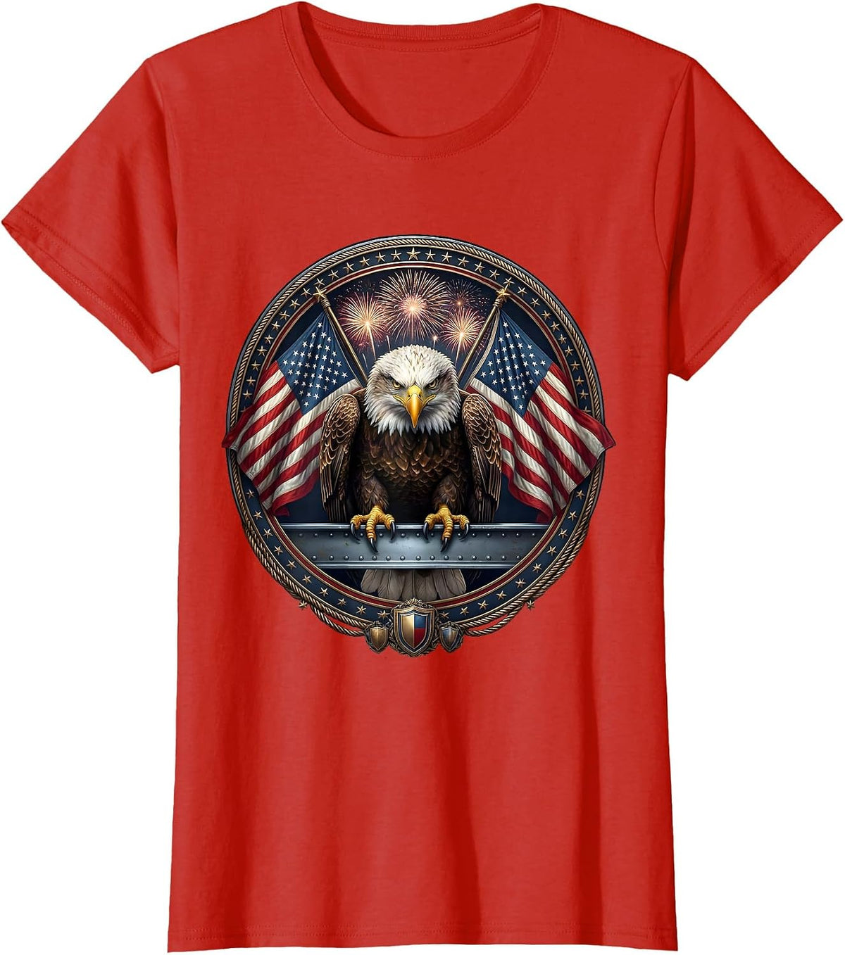 American Flag Steel Girder Labor Day Pride T-Shirt - Red
