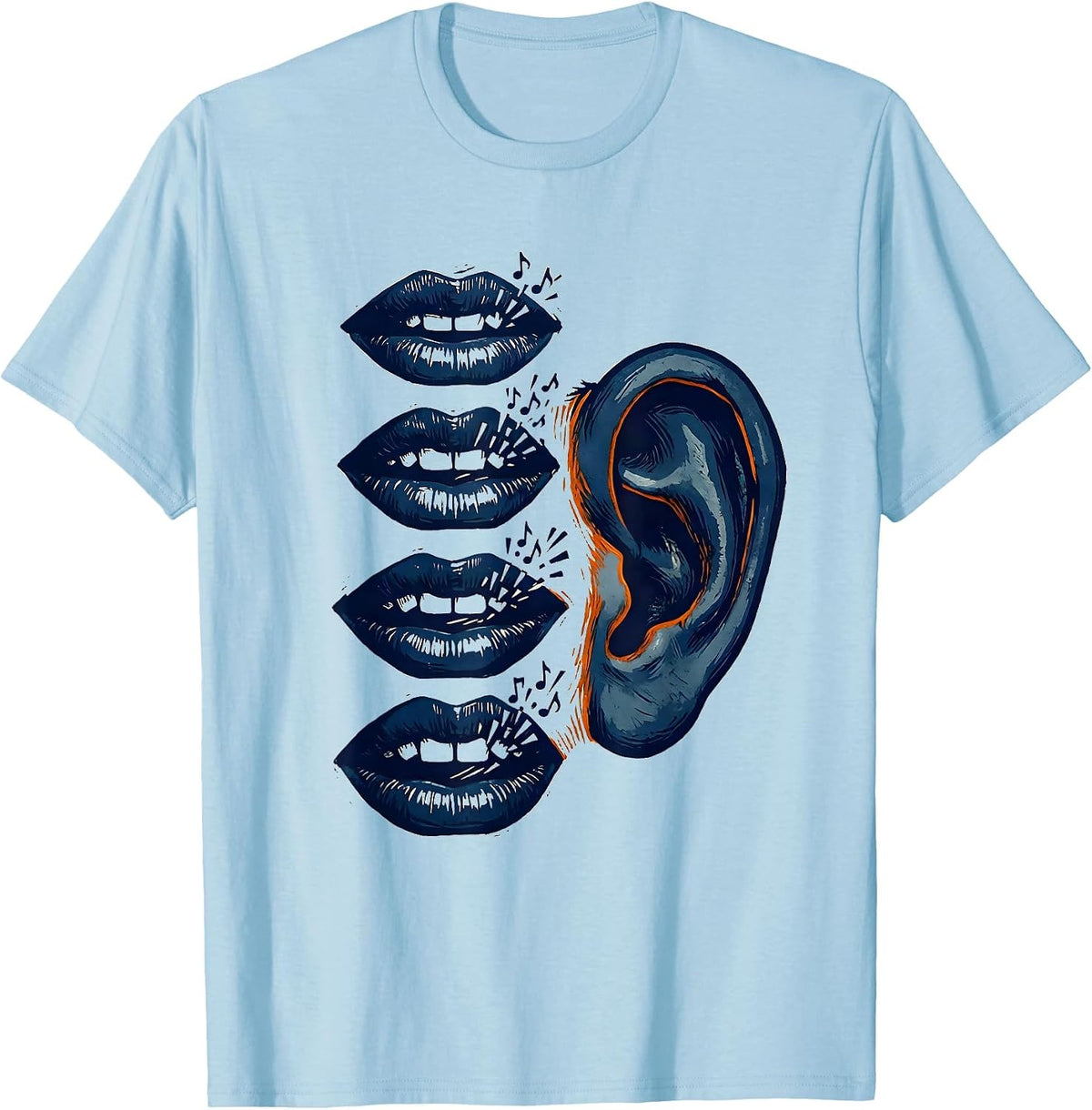 Men's Child Speech Sound Awareness Linocut SLP Gift T-Shirt - Baby Blue