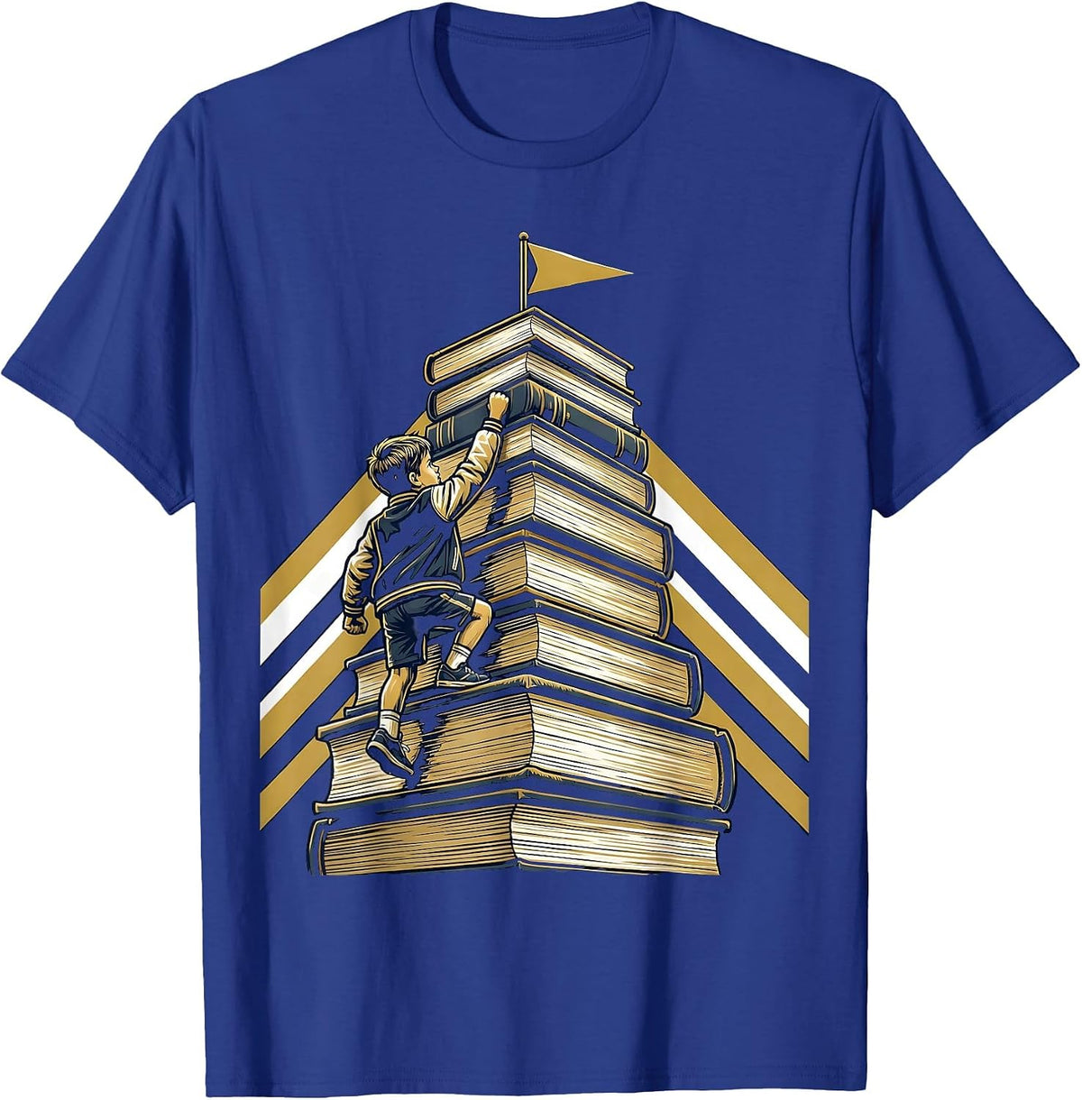 Kids College Climbing Textbooks Graphic T-Shirt - Royal Blue