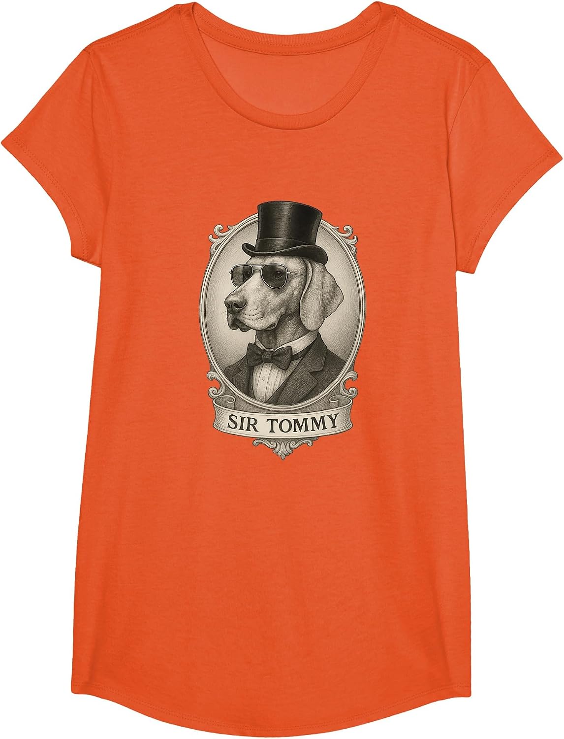 Tommy the Vizsla Puppy As A Noble Dapper Dog T-Shirt - Girls Orange