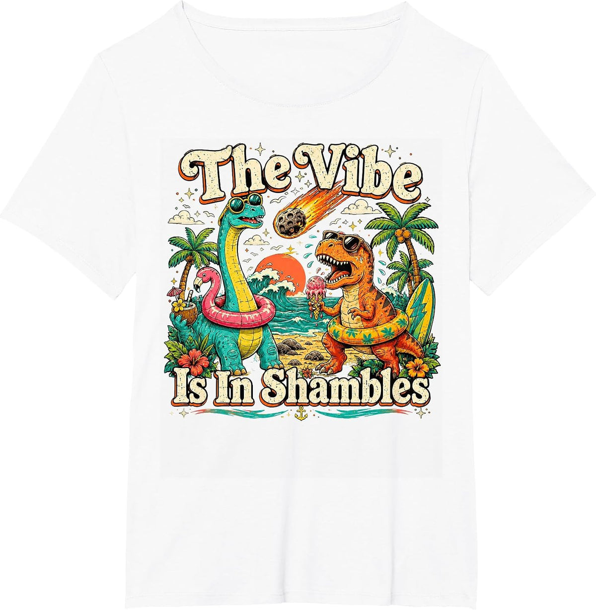 The Vibe is in Shambles Dinosaur Mental Health Awareness tee T-Shirt - White