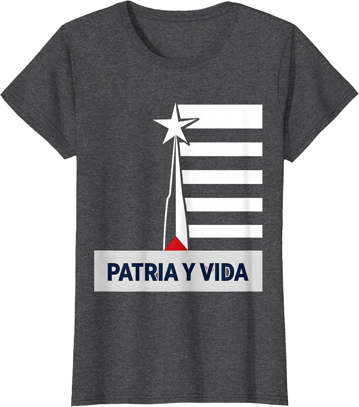 Women's Patria Y Vida Editorial Cuban Heritage Flag Pride Abuelo T-Shirt - Dark Heather Grey