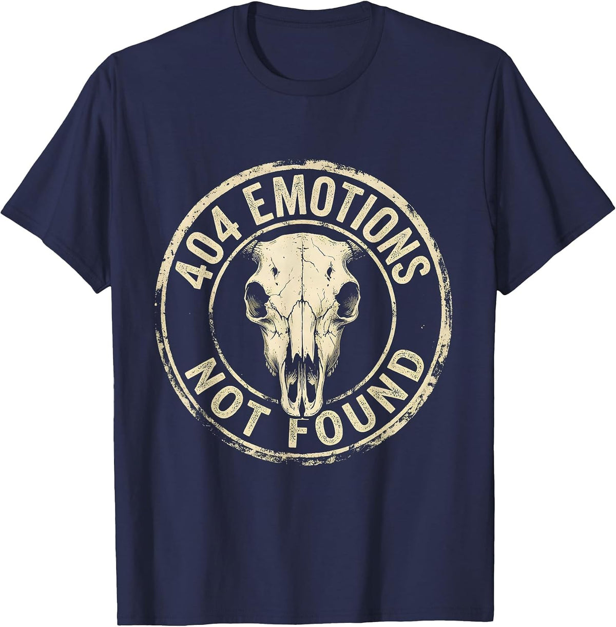 404 Emotions Not Found Funny Tech Humor Design T-Shirt - Navy Blue
