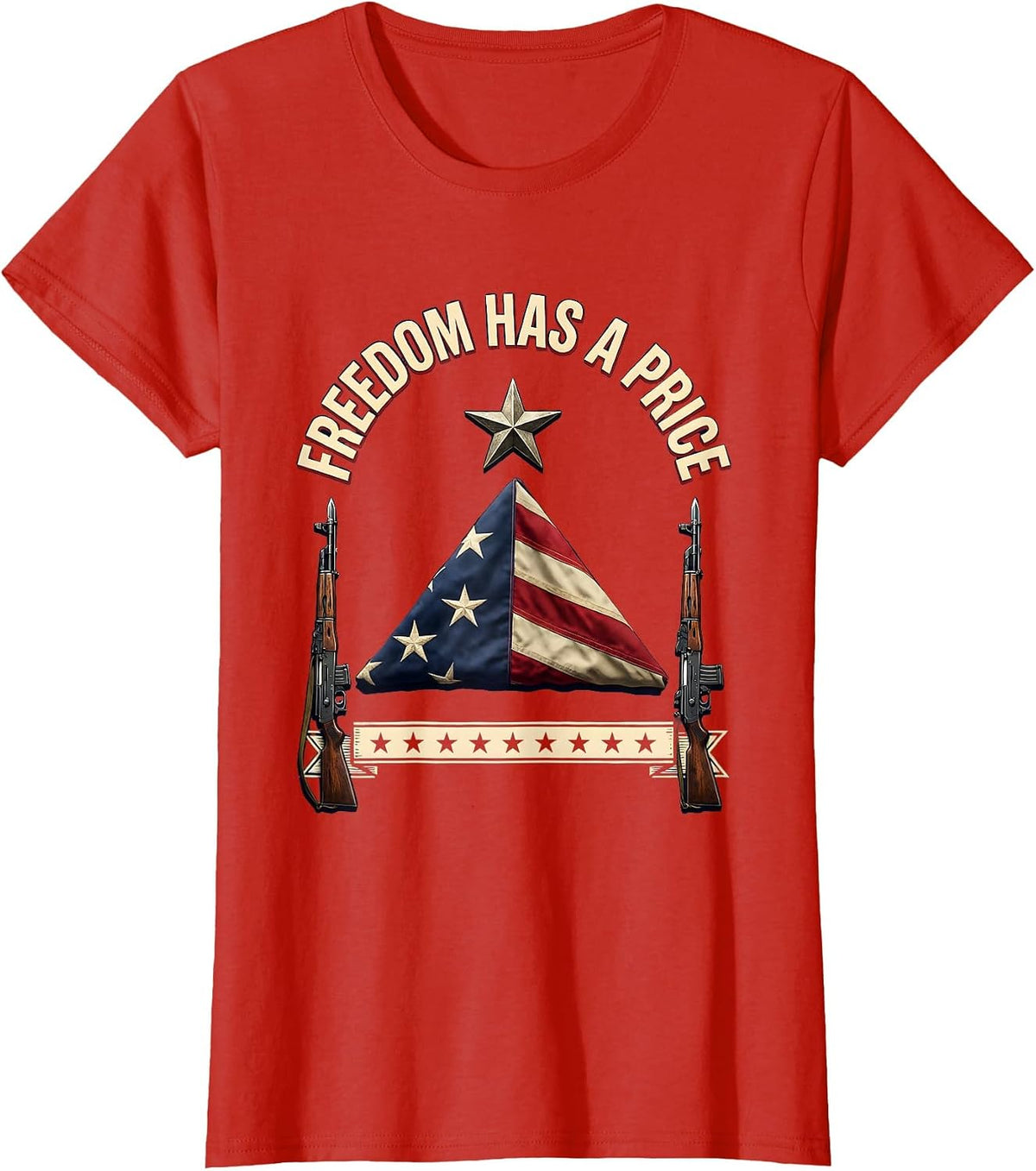 Freedom Has A Price Memorial Day Patriotic Design T-Shirt - Red