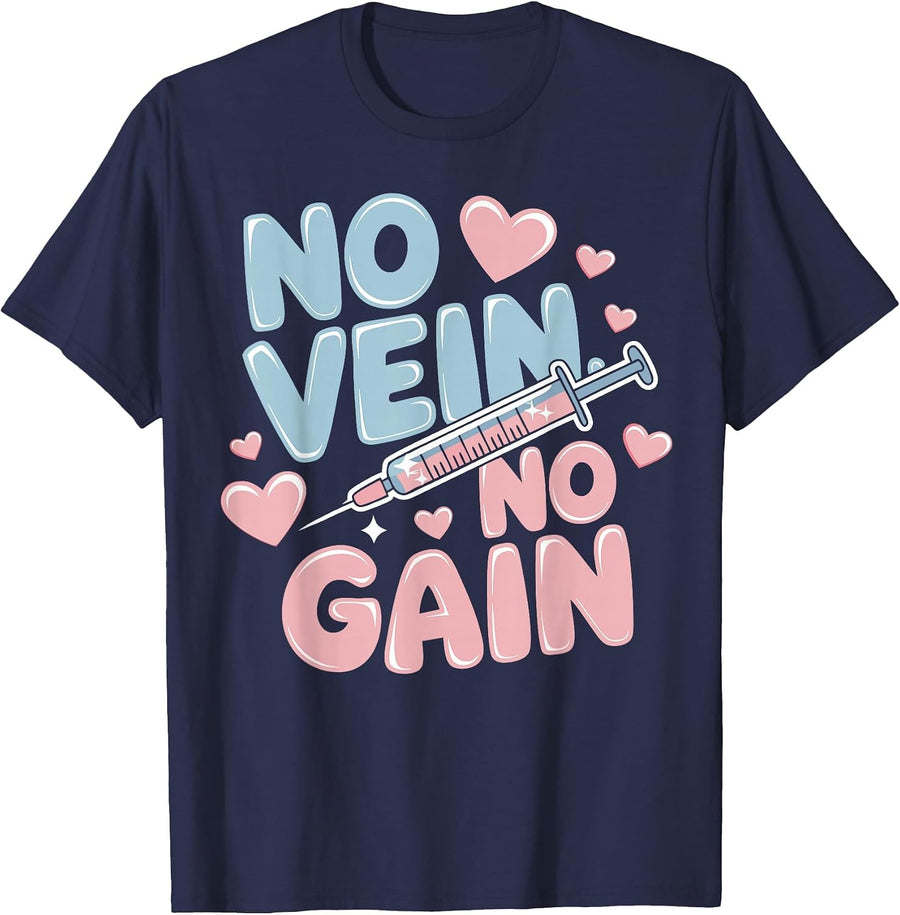 Hem/Onc Nurse No Vein Funny Hematology/Oncology Nurse T-Shirt - Navy Blue