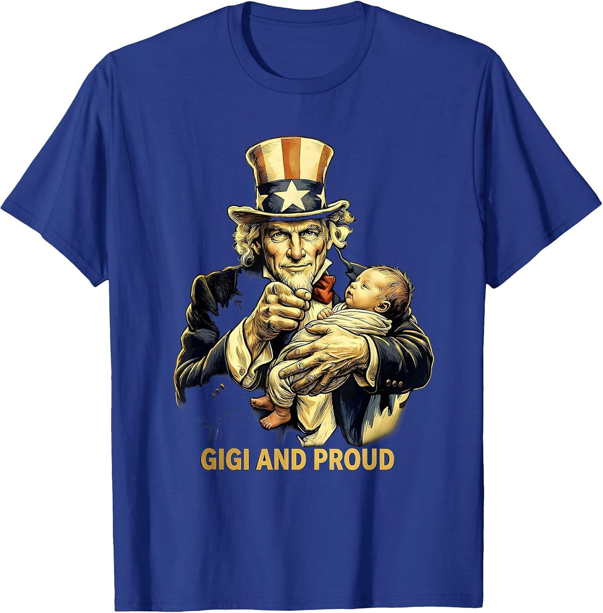 Men's Gigi and Proud Grandma Gift Design T-Shirt - Royal Blue