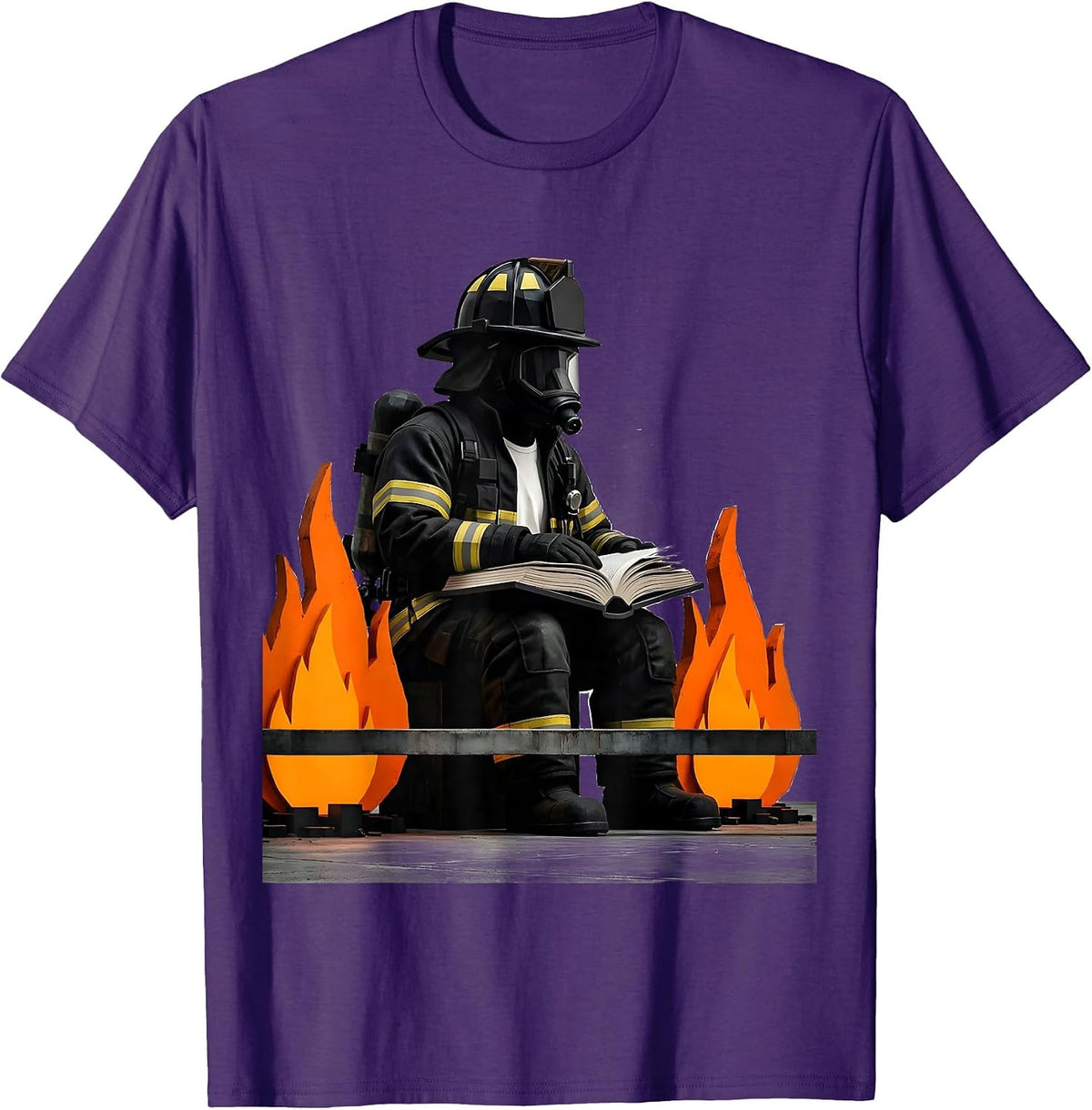 Chaos Coordinator Firefighter Reading Book T-Shirt - Purple