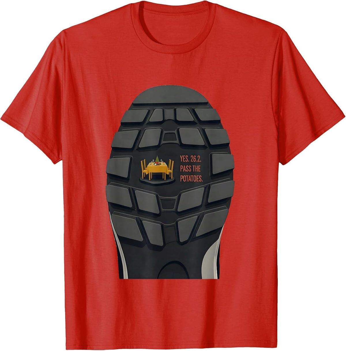 Men's Yes. 26.2. Pass The Potatoes Funny Runner Marathon Gift T-Shirt - Red
