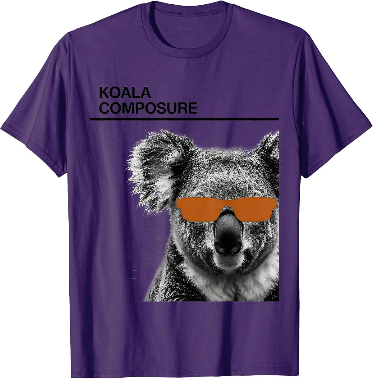 Men's Koala Composure Minimalist Animal Portrait Sunglasses Humor T-Shirt - Purple
