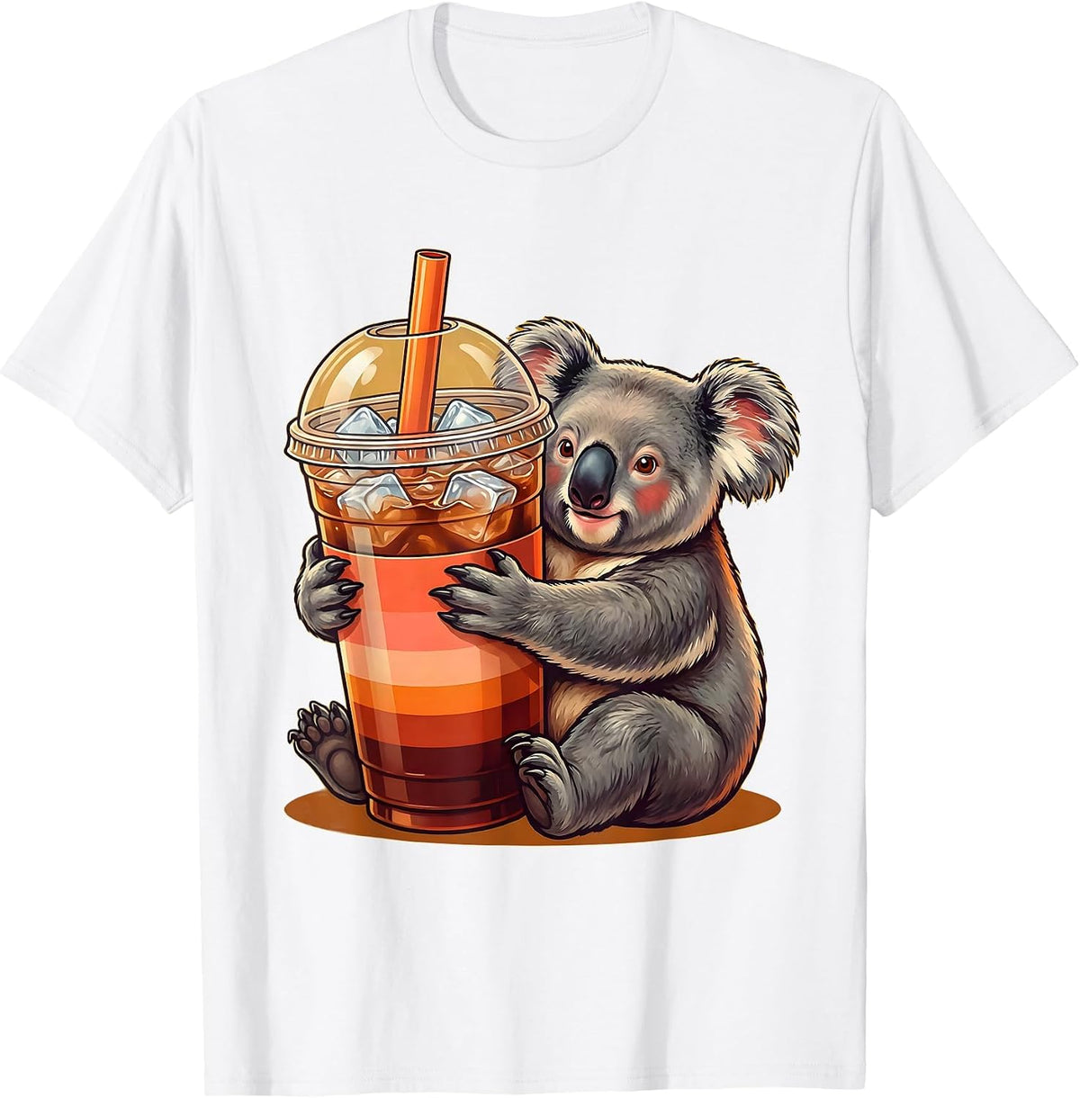 Men's Koala Iced Coffee Lover Funny Graphic Tee T-Shirt - White