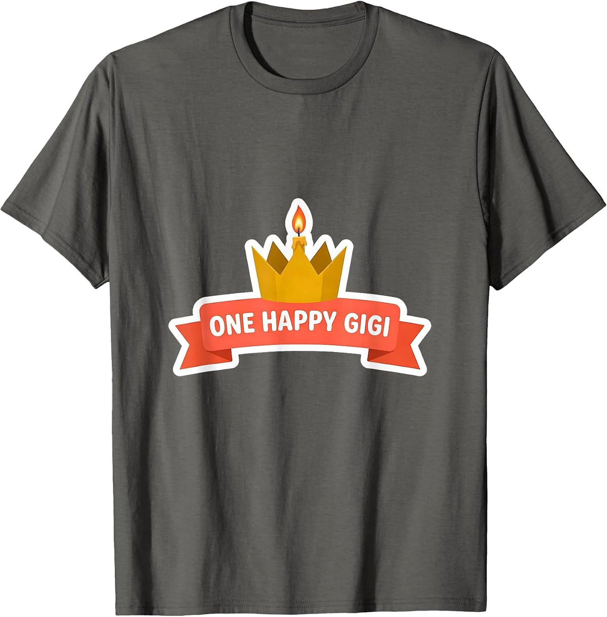 Men's One Happy Gigi Family Matching First Birthday Role Keepsake T-Shirt - Asphalt Grey