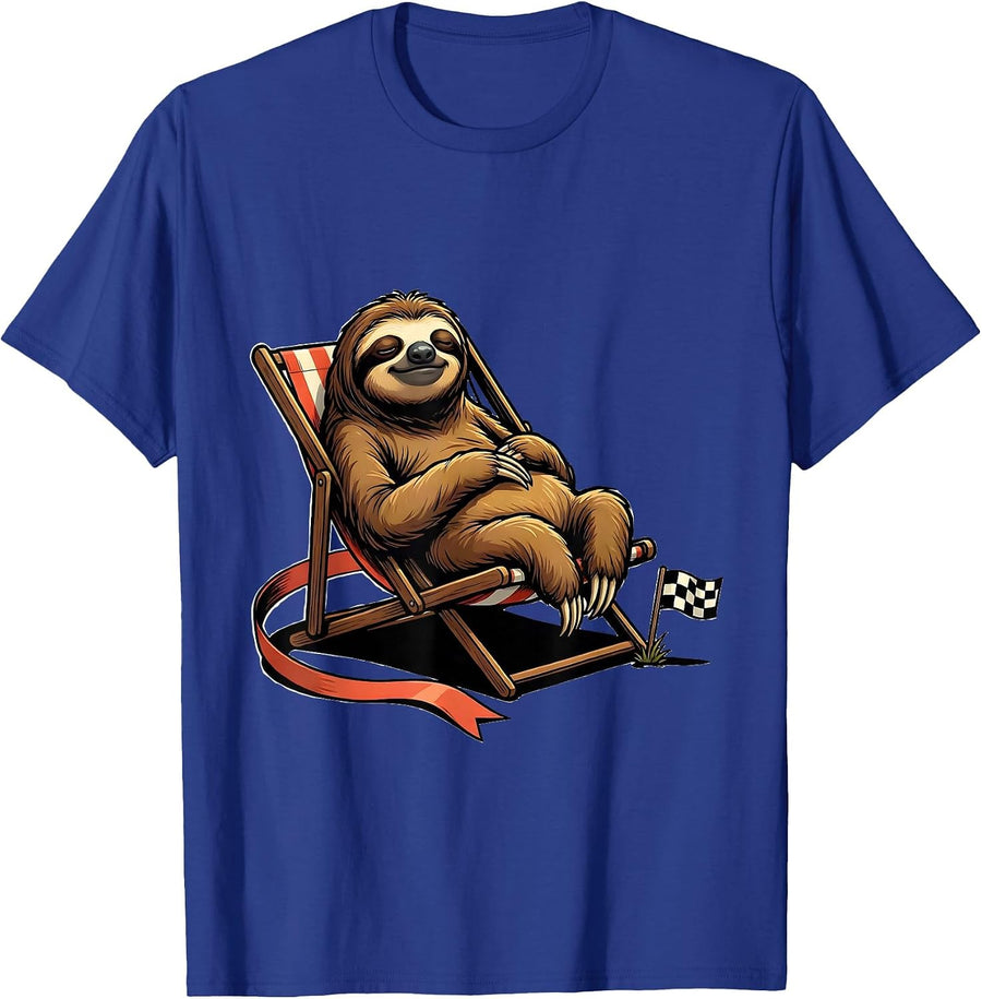 Calm Sloth Lounging Funny Animal Lover Humor T-Shirt, Men, Royal Blue, X-Large - As Pictured