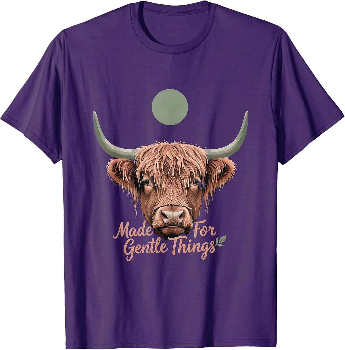 Men's Made For Gentle Things Boho Highland Cow Farm Animal Lover T-Shirt - Purple