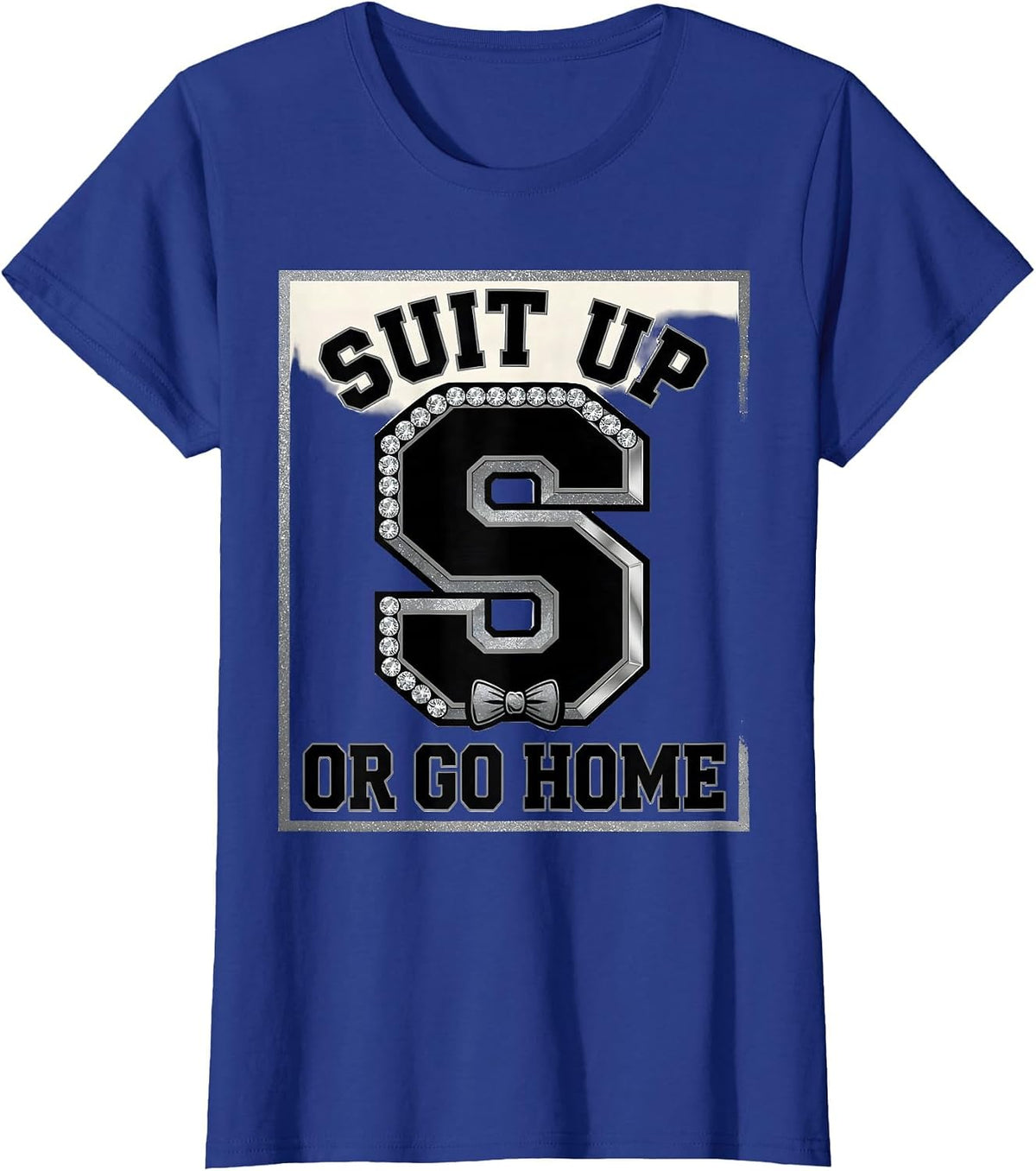 Women's Suit Up Or Go Home Tuxedo Graphic Design T-Shirt - Royal Blue