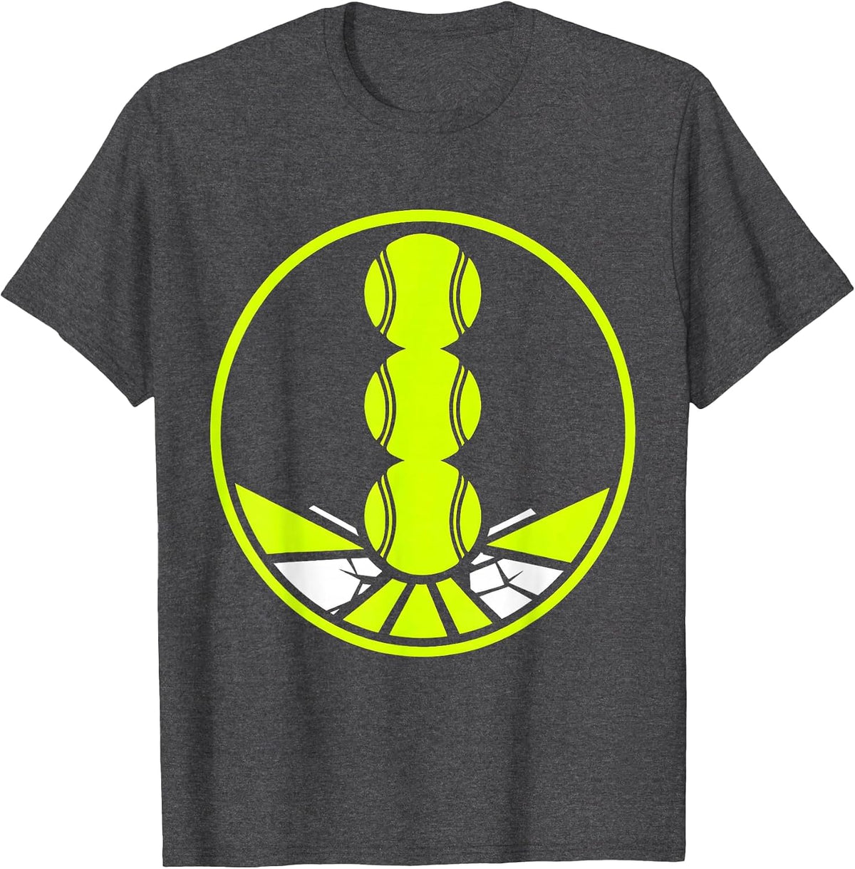 Clay Court Tennis Stacked Balls Illustration T-Shirt - Dark Heather Grey