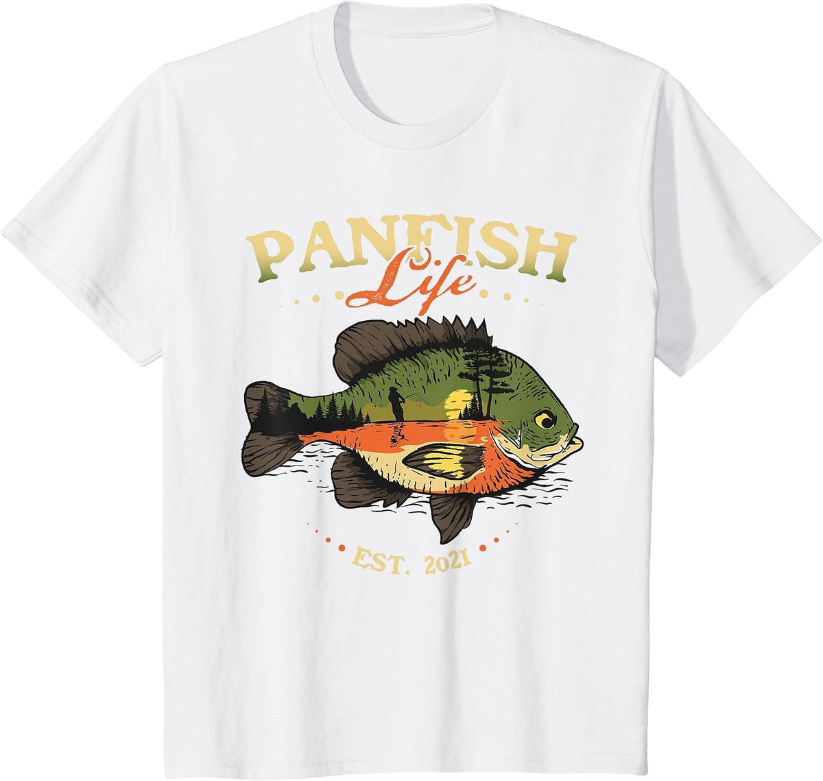 Bluegill Fishing Art - Vintage Style Panfish Life T-Shirt - White